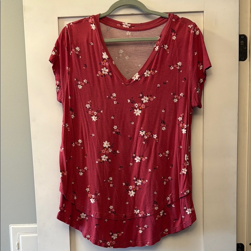 Latched Mama Nursing tee in pink floral print